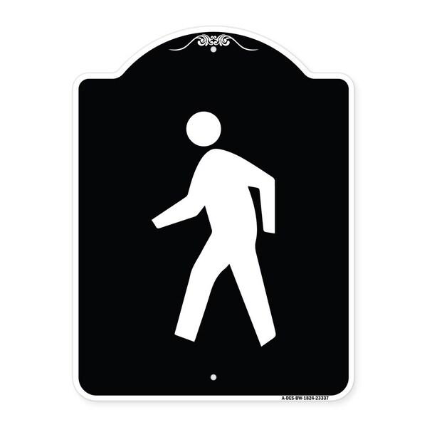 Pedestrian Crossing Symbol Heavy-Gauge Aluminum Architectural Sign, 24" x 18", BW-1824-23337